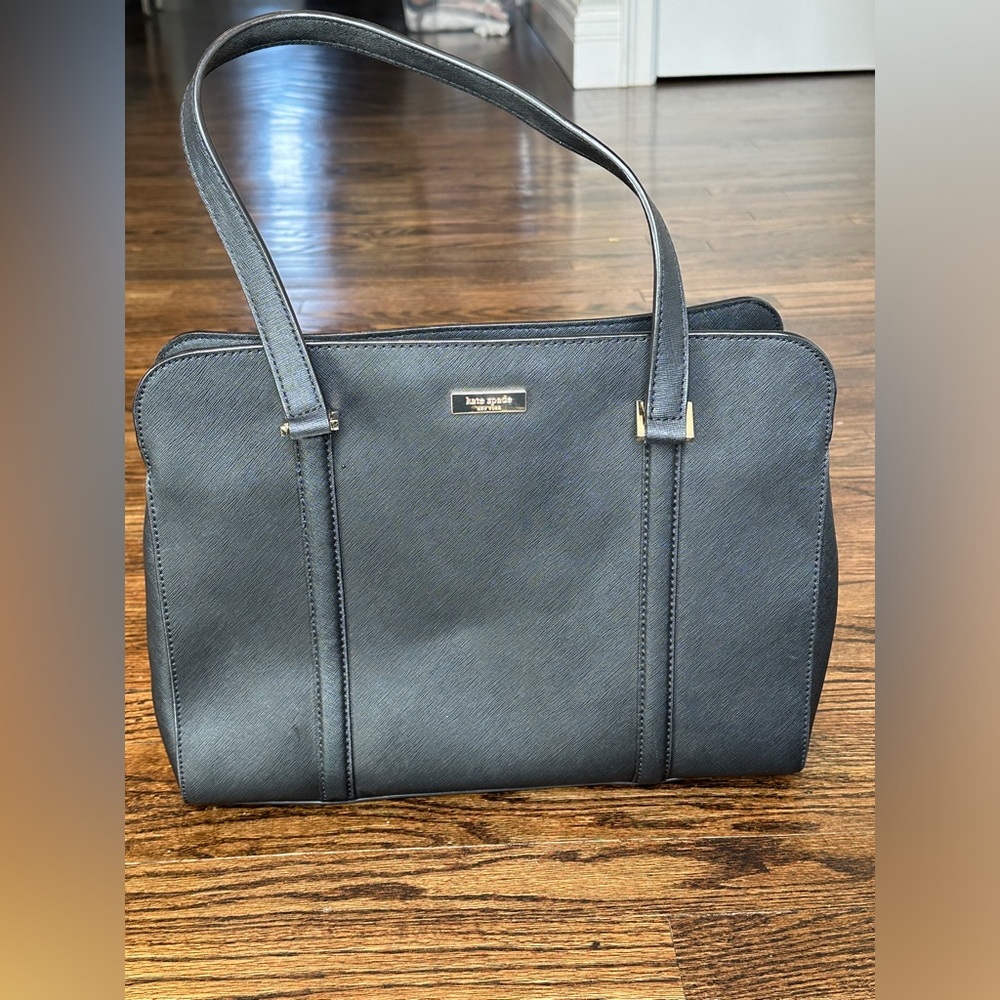 Kate Spade Black Large Cow Leather Tote Bag Beautiful Like New